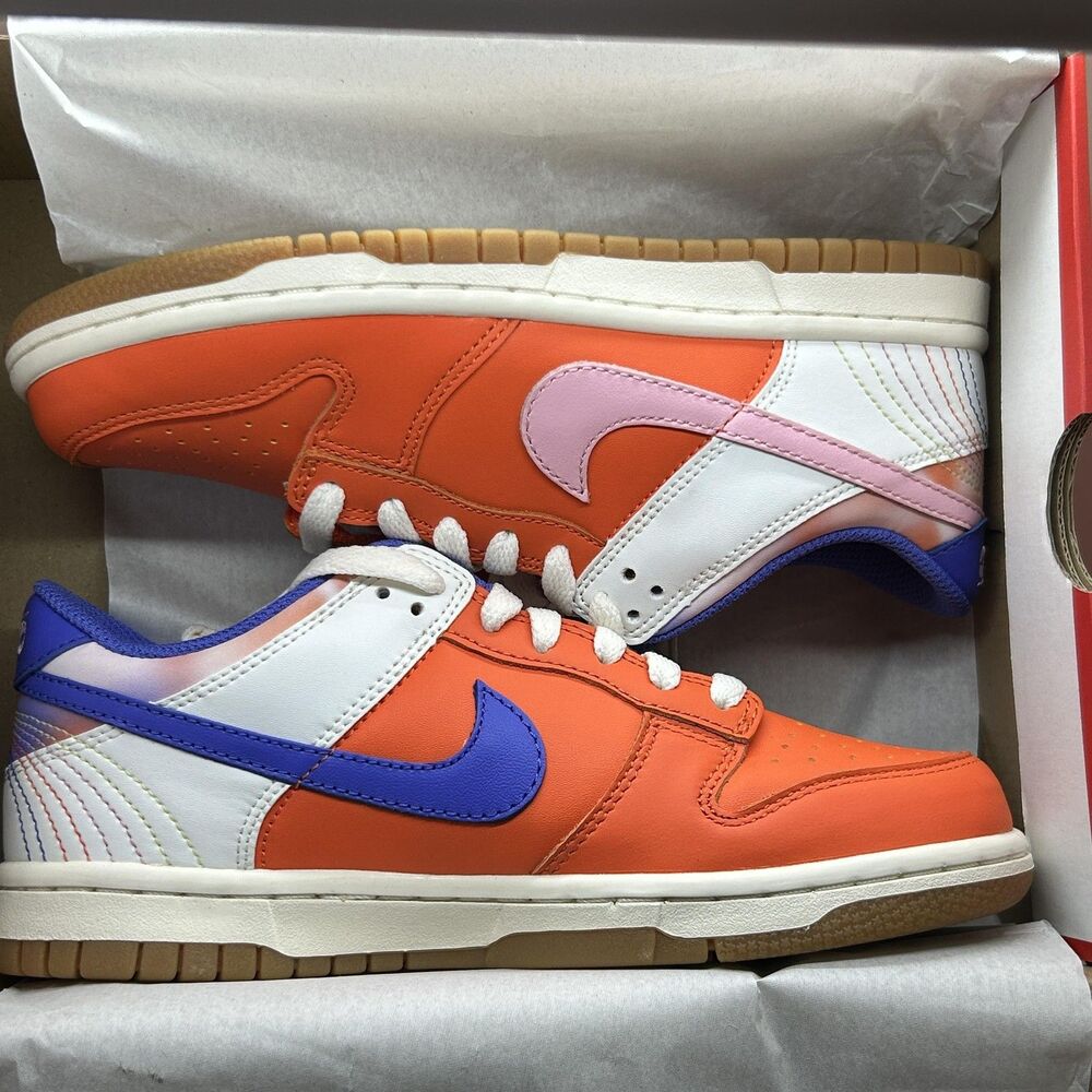 Nike Dunk Low SE Shoes Youth Size 4.5Y Safety Orange Soft Pink Gum GS FN0600-801 - Picture 9 of 9